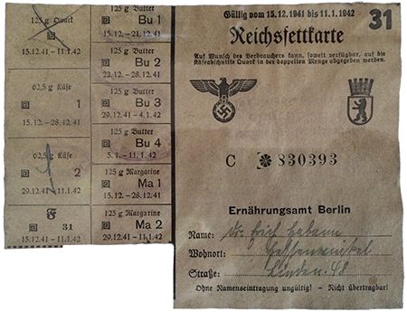 Reichsfettkarte vom Dezember 1942